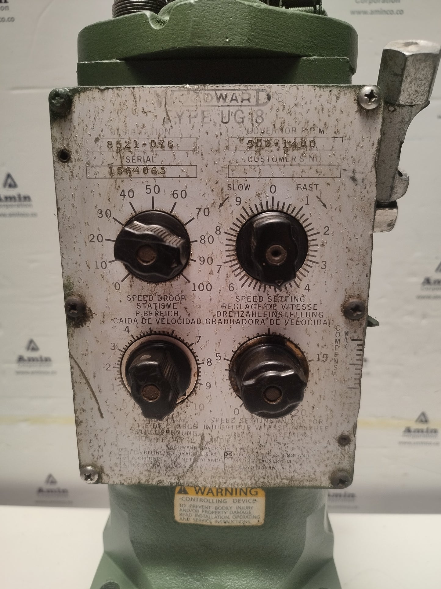 Woodward UG-8 Governor part No. : 8521-076 RPM: 500-1400 - TESTED #2