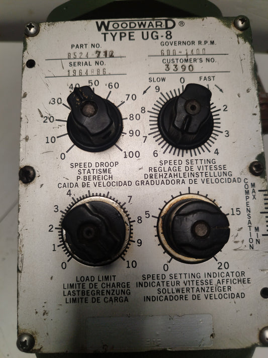 Woodward UG-8 Governor part No. : 8524-712 RPM: 600-1400 - TESTED