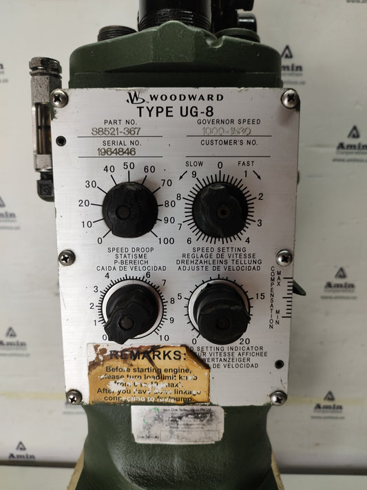 Woodward UG-8 Governor part No. : S8521-367 RPM: 1000-1530 - TESTED