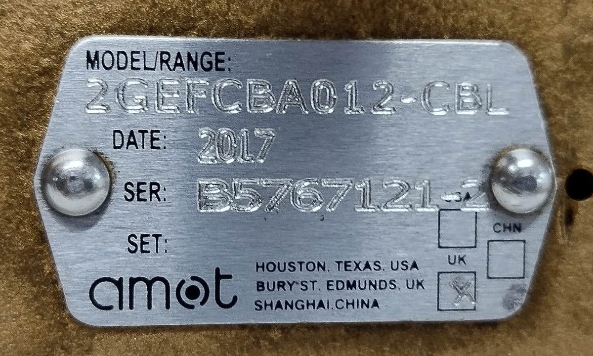 Amot Controls EA 100 Electric Actuator With 2GEFCBA012-CBL Valve Complete - NEW