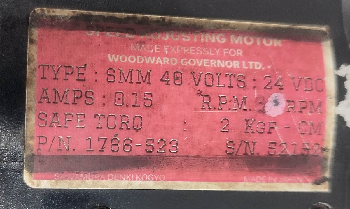 Woodward UG-10 Governor P/N: A8526-524 RPM: 738-1458