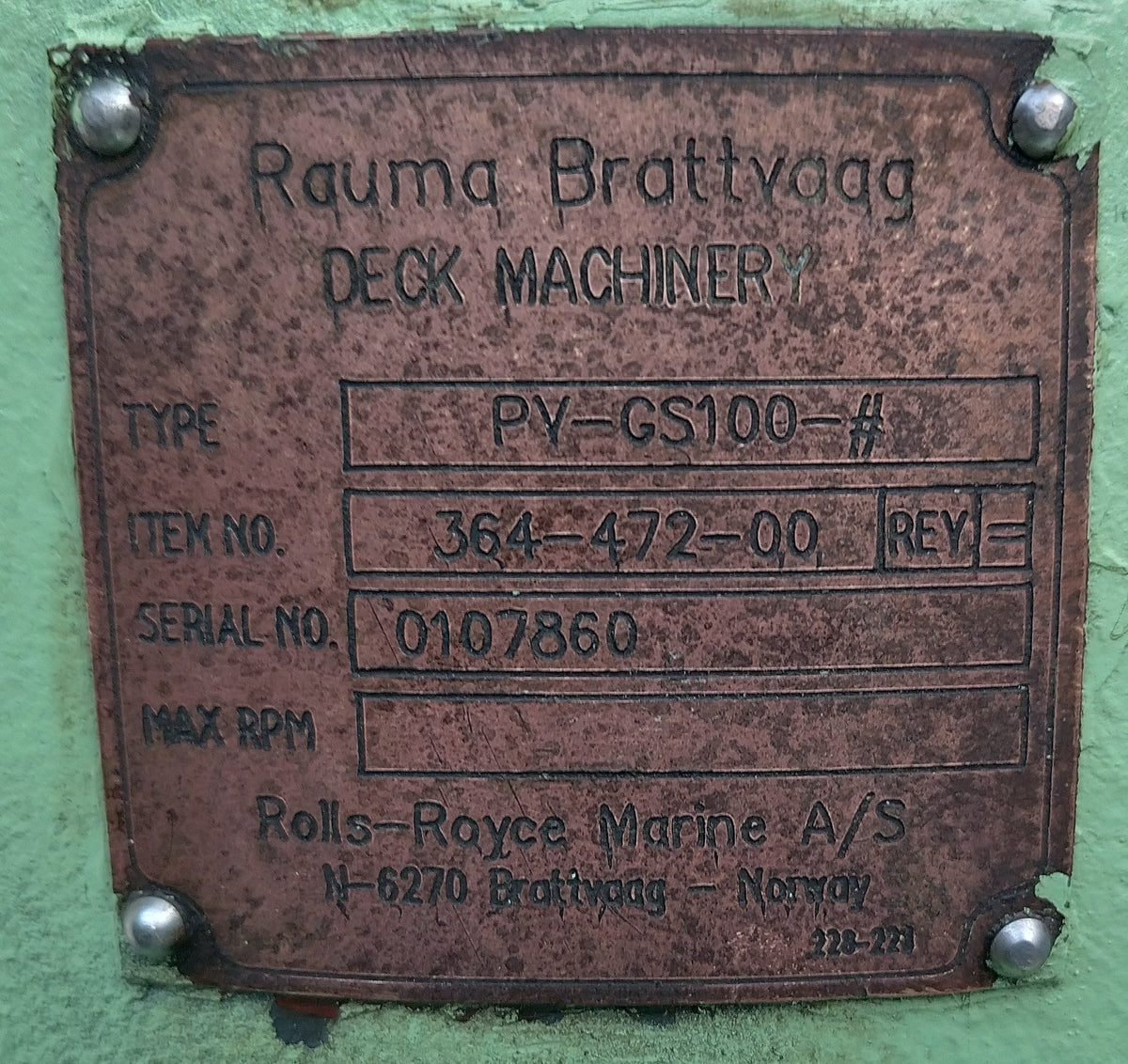Rauma Brattvaag Rolls-Royce marine PV-GS100-# Triple screw pump Marine pump