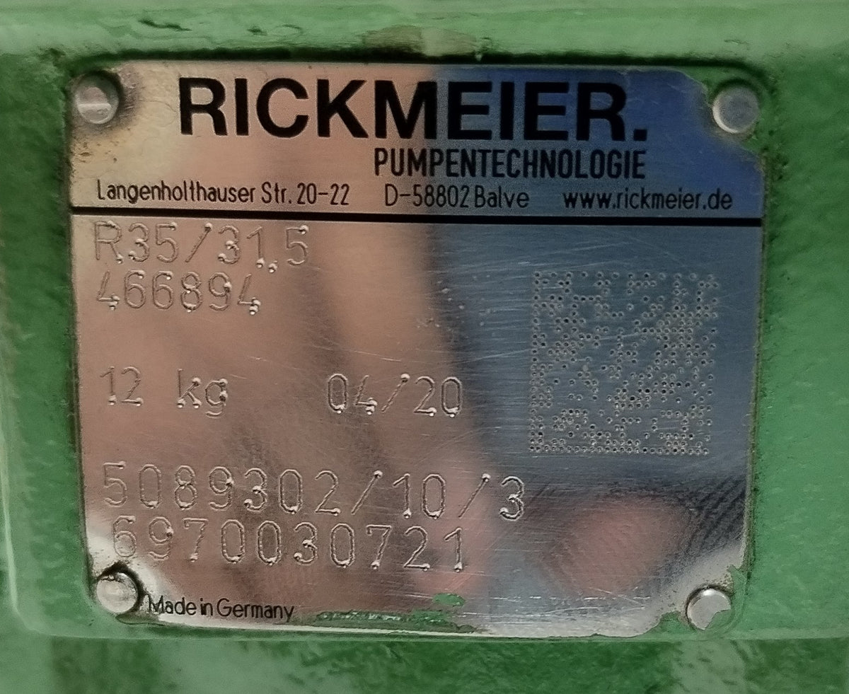 Rickmeier R35/31.5 Hydraulic Gear pump - Refurbished & Tested