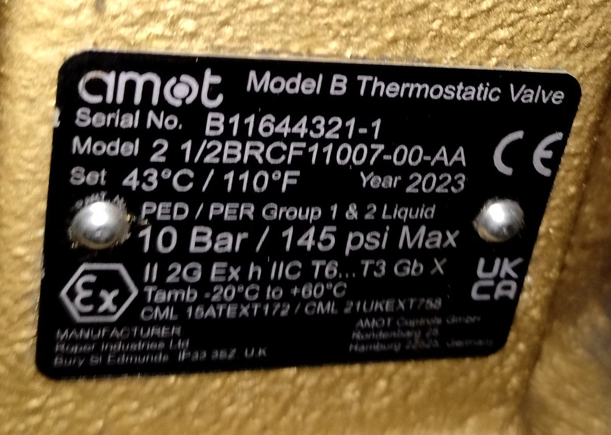 AMOT 2 1/2BRCF11007-00-AA MODEL B THERMOSTATIC CONTROL VALVE mfg.2023