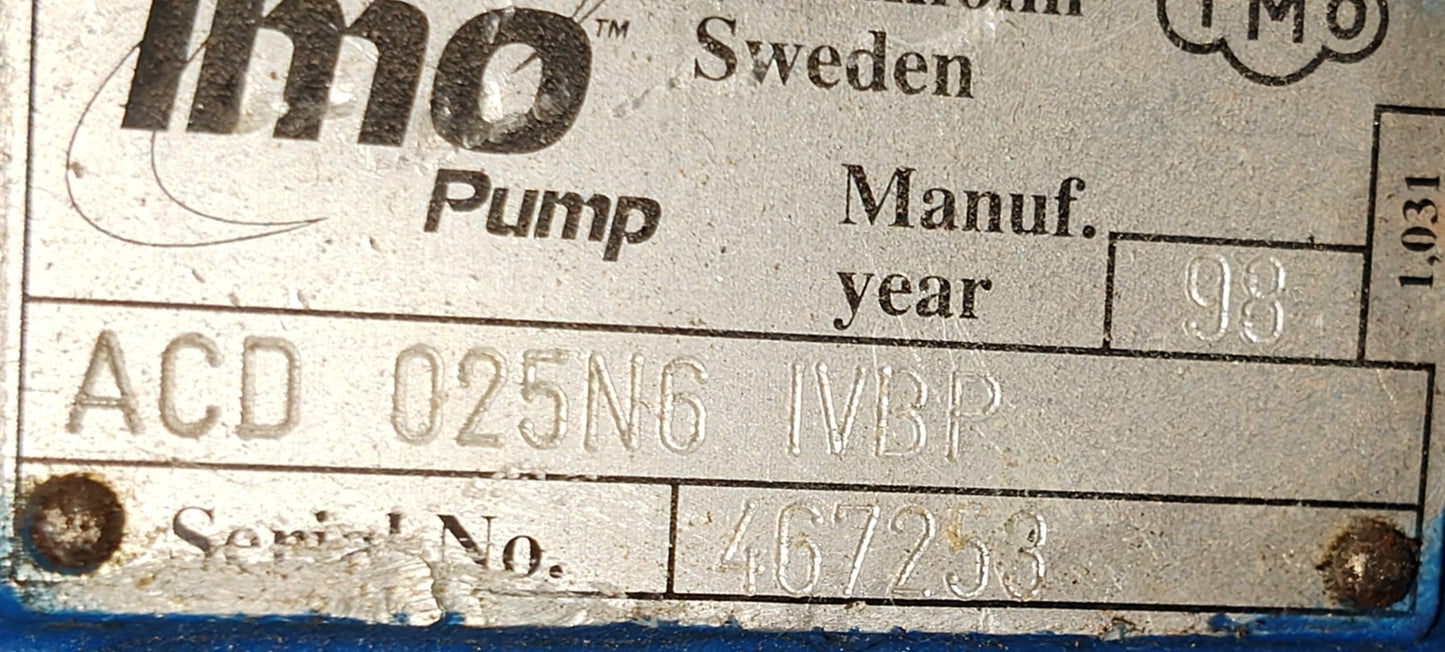 IMO ACD 025N6 IVBP Triple screw pump with electric Motor - Refurbished Tested #2