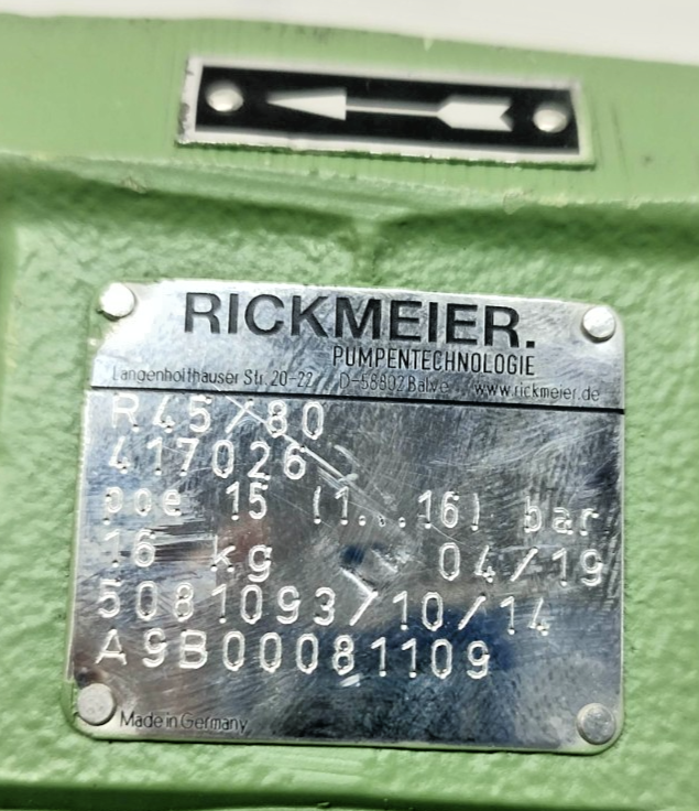 Rickmeier R45/80 Hydraulic Gear Pump - NEW