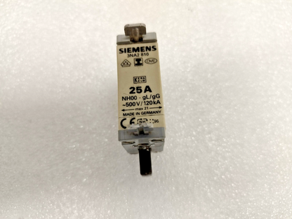 Siemens 3NA2 810 fuse 25A NH00-gL/gG 500V/120kA (Lot of 9pcs) - New
