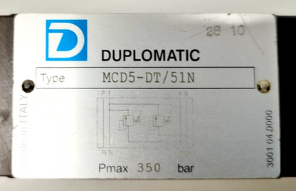 Duplomatic MCD5-DT/51N Direct operated Pressure Relief Valve 350bar Max. - NEW