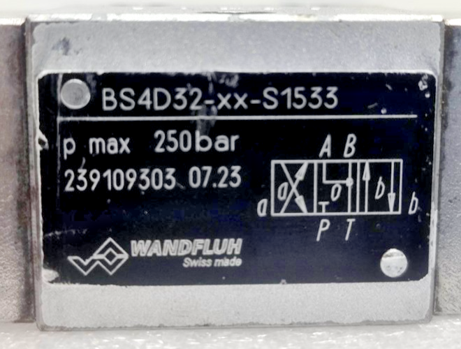 Wandfluh BS4D32-XX-S1533 Solenoid Valve 250bar max, 24VDC