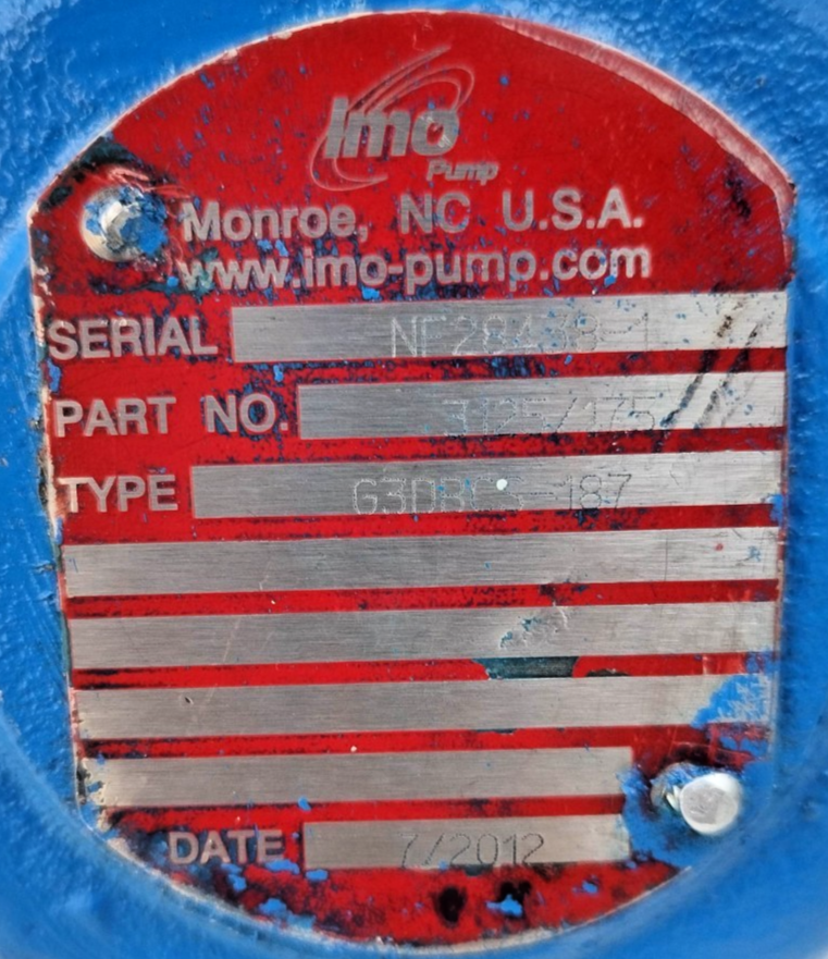 IMO Pump G3DBCS-187 Triple Screw Pump 3D-Series Pump P/N: 3125/175 - Refurbished