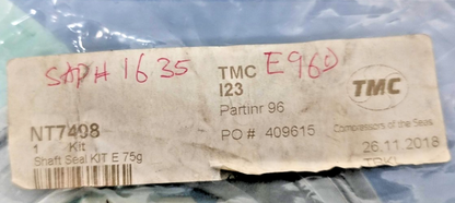 Tamrotor Marine Compressor TMC NT7498 Shaft Seal Kit for E75g - NEW