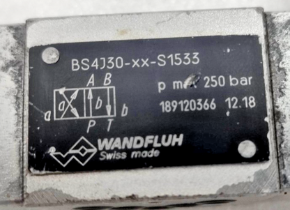 Wandfluh BS4J30-XX-S1533 Solenoid Valve 250bar max, 24VDC #2