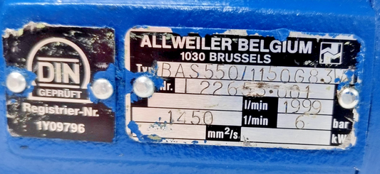 Allweiler BAS550/1150 G8.3W2 Triple Screw Pump - Pressure tested