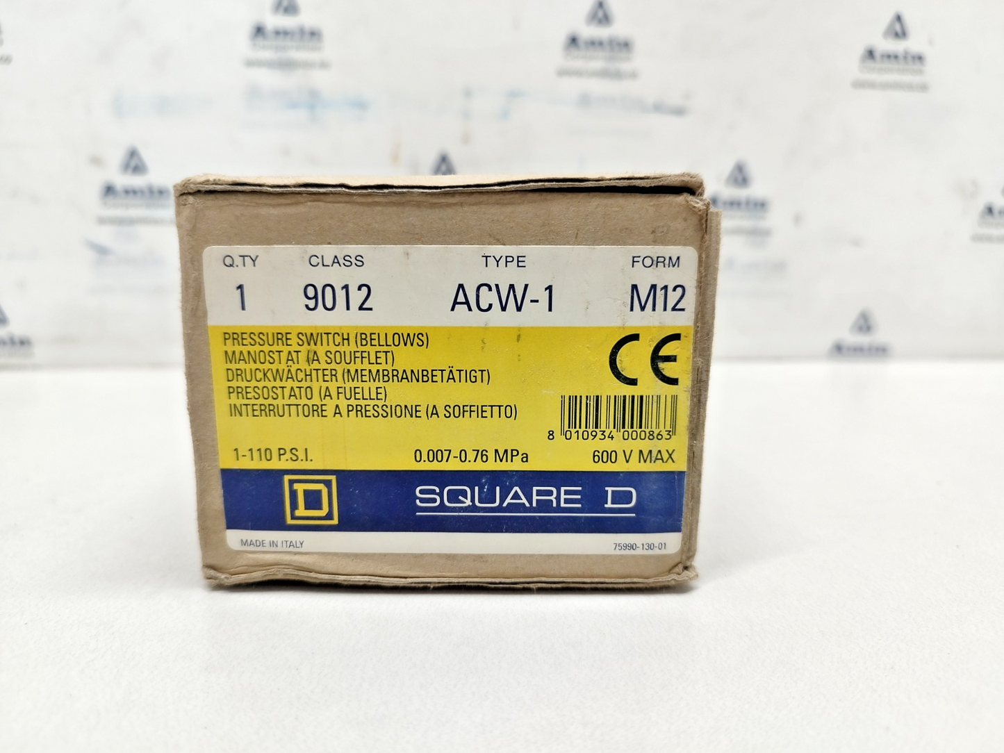 SQUARE D Class: 9012 ACW-1 Form: M12 Ser.: C Pressure Switch - NEW