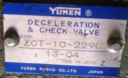 Yuken ZCT-10-2290 Deceleration and Check valve - NEW