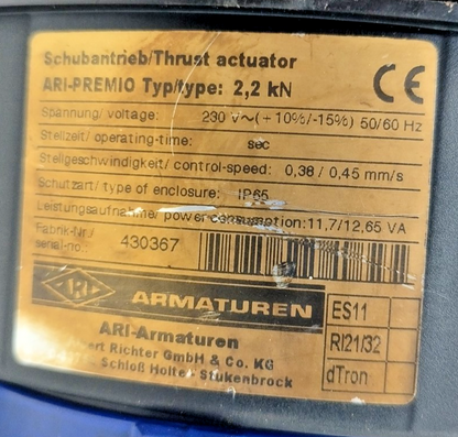 Ari-armaturen ARI-PREMIO 2,2 kN Electric Thrust Actuator
