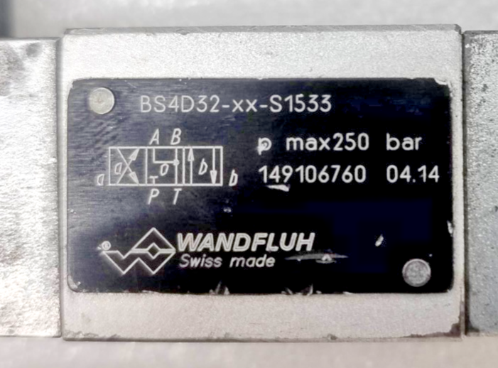 Wandfluh BS4D32-XX-S1533 Solenoid Valve 250bar max, 24VDC