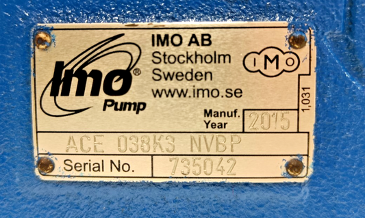 IMO Pump ACE 038K3 NVBP Triple screw pump with Accessories - NEW