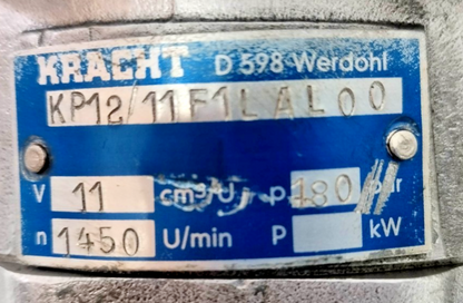 Kracht KP12/11 F1LAL00 High pressure Hydraulic Gear Pump 180 bar - Refurbished