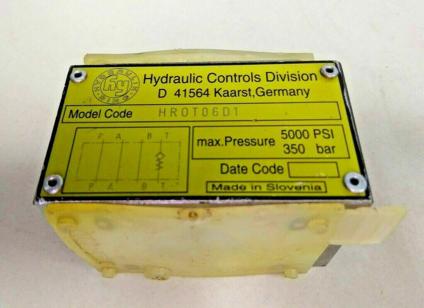 Hydraulik ring HR0T06D1 Hydraulic Valve 5000 PSI Max. Pressure - NEW