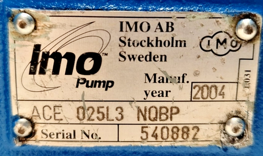 IMO Pump ACE 025L3 NQBP Triple screw Pump - Refurbished & Tested