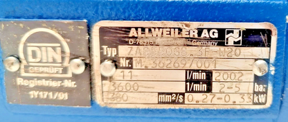Allweiler ZAS 550G8.3F-W20 Triple screw pump - Pressure Tested