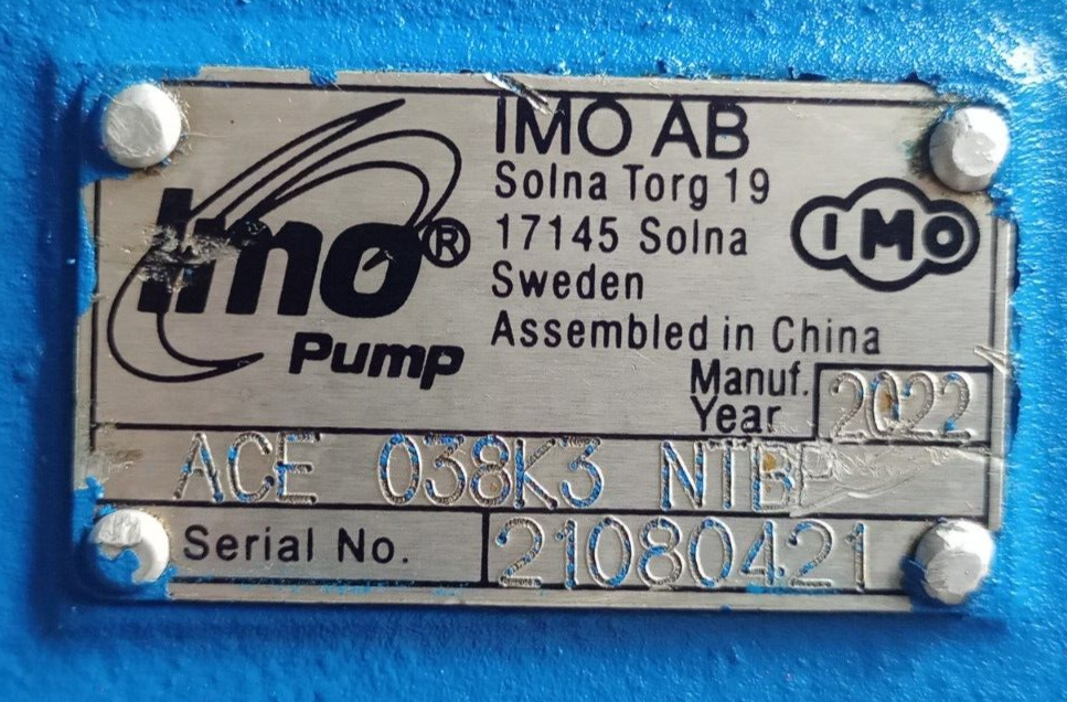 IMO ACE 038K3 NTBP Triple Screw Pump Mfg. 2022 - Refurbished and Tested