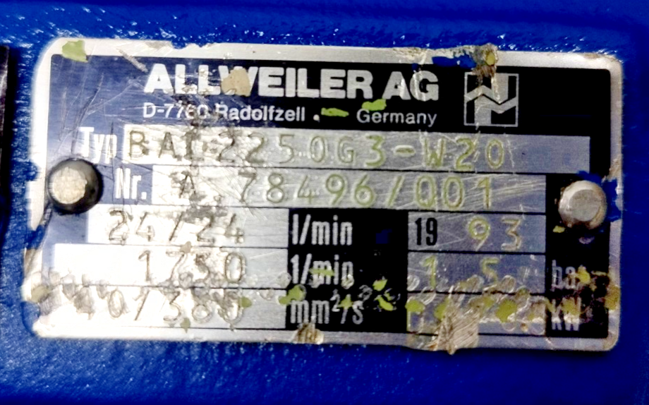 Allweiler BAL 2250 G3-W20 Triple screw pump - Pressure Tested #2