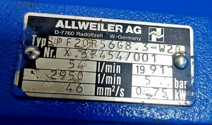 Allweiler SPF20 R56 G8.3-W20 Triple screw pump SPF20R56G8.3-W20 - Refurbished