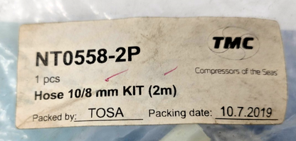 Tamrotor Marine Compressor TMC NT0558-2P Hose 10/8mm Kit (2m) - NEW