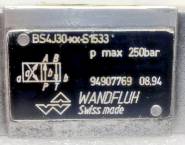 Wandfluh BS4J30-XX-S1533 Solenoid Valve 250bar max.