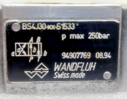 Wandfluh BS4J30-XX-S1533 Solenoid Valve 250bar max.