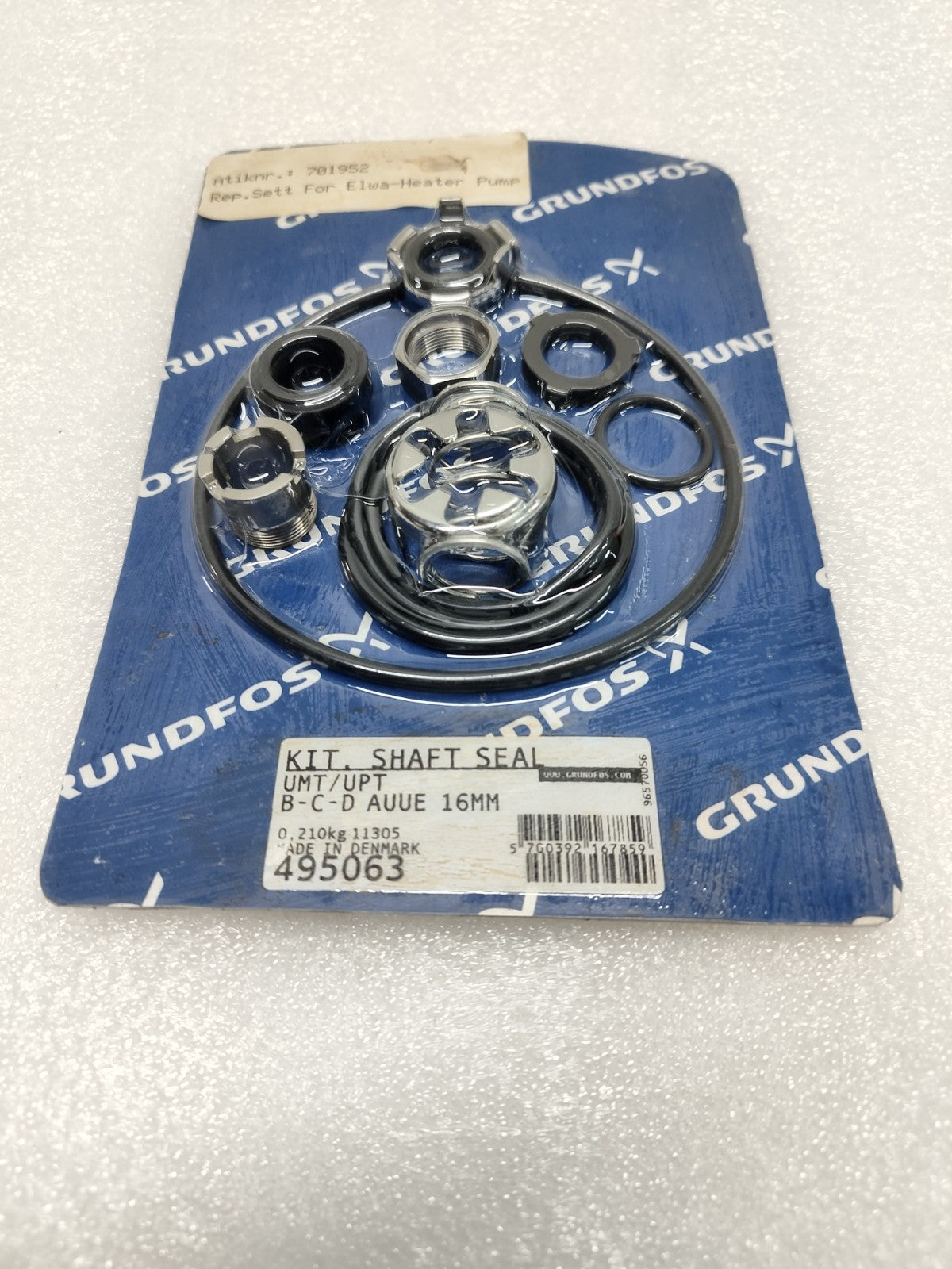 Grundfos 495063 Kit Shaft Seal UMT/UPT B-C-D AUUE 16mm - NEW