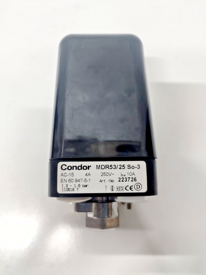 Condor MDR53/25 So-3 Pressure Switch AC-15, 4A, 250V, 1.3-1.6bar - NEW