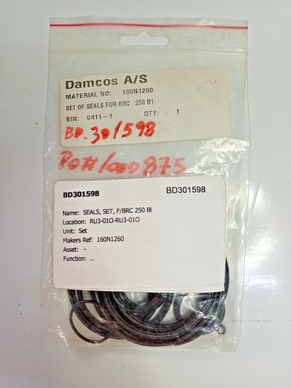 Damcos BRC 250 B1 P/N: 160N1260 Seal kit - NEW