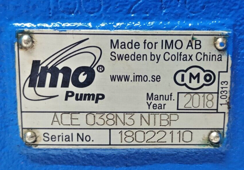 IMO ACE 038N3 NTBP Triple Screw Pump Mfg. 2018 - Pressure Tested