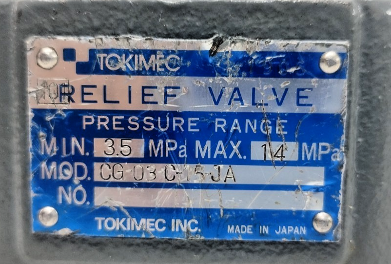 Tokimec CG-03-C-15-JA Pressure Relief Valve 14mpa max. - NEW