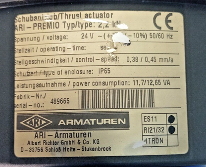 Ari-armaturen ARI-PREMIO 2,2 kN Electric Thrust Actuator