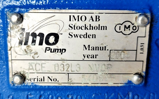 IMO Pump ACE 032L3 NVQP Triple screw Pump - Pressure Tested