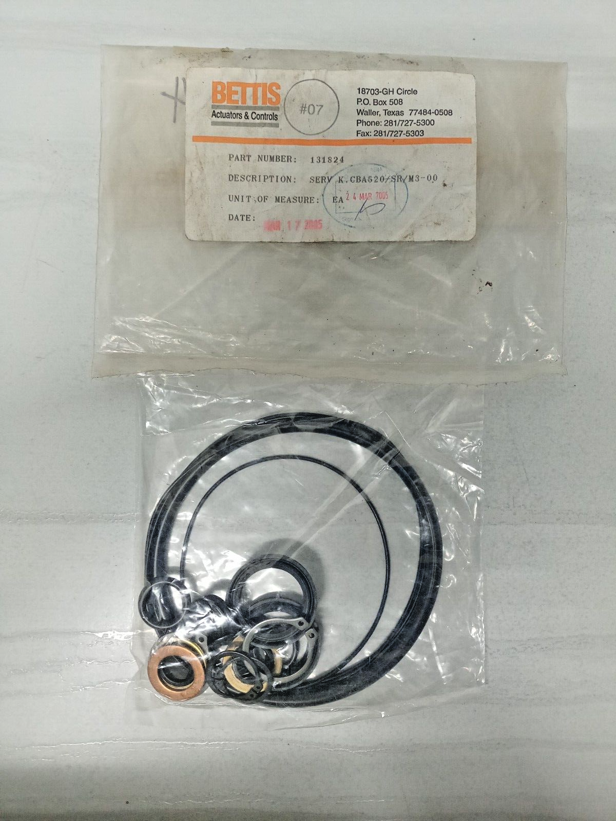 Bettis Actuator CBA520/SR/M3-00 Service Kit - NEW