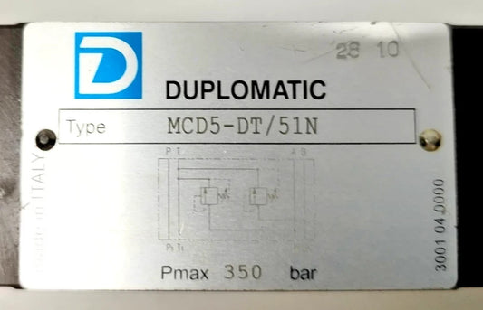 Duplomatic MCD5-DT/51N Direct operated Pressure Relief Valve 350bar Max. - NEW