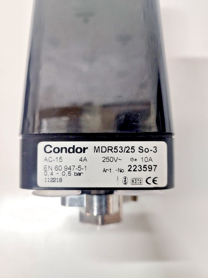 Condor MDR53/25 So-3 Pressure Switch AC-15, 4A, 250V, 0.4-0.5bar - NEW