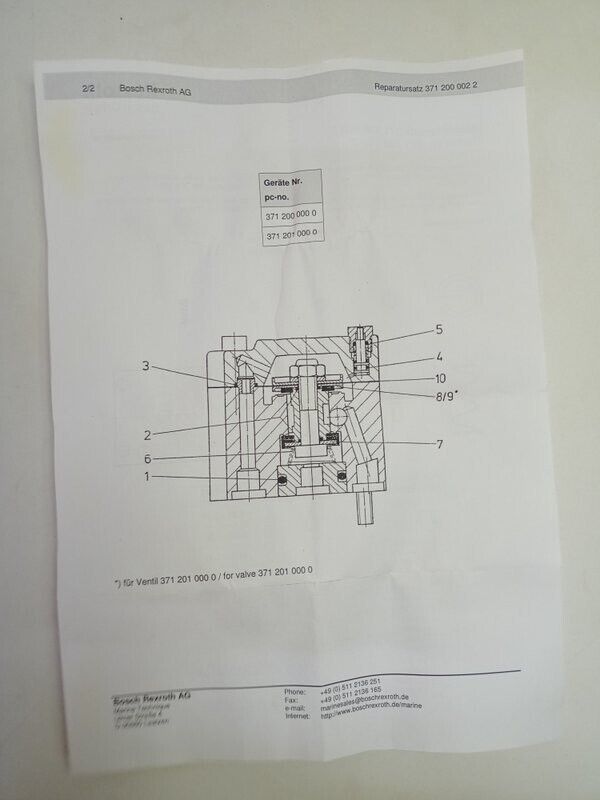 Rexroth 3712000022 Pneumatic Valve Repair kit - NEW