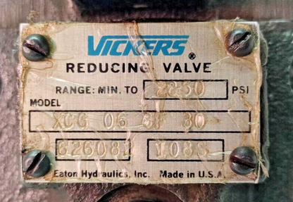 Vickers XCG 06 3F 30 Pressure Reducing valve 2850 psi max. 626082 - NEW