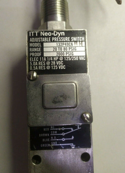 ITT Neo-Dyn 132P49C6 BH Adjustable pressure switch 20-80 Psig