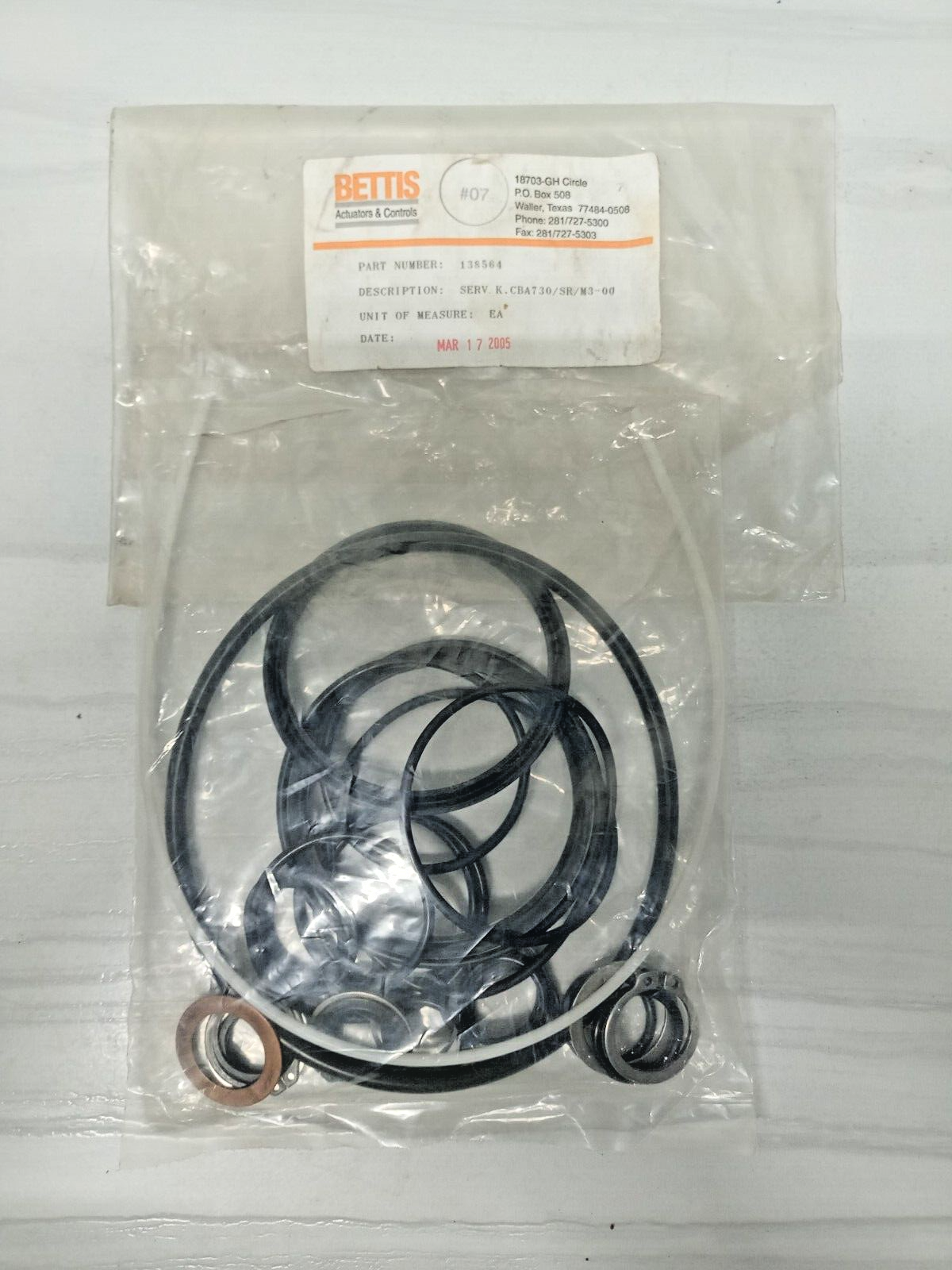 Bettis Actuator CBA730/SR/M3-00 Service Kit - NEW