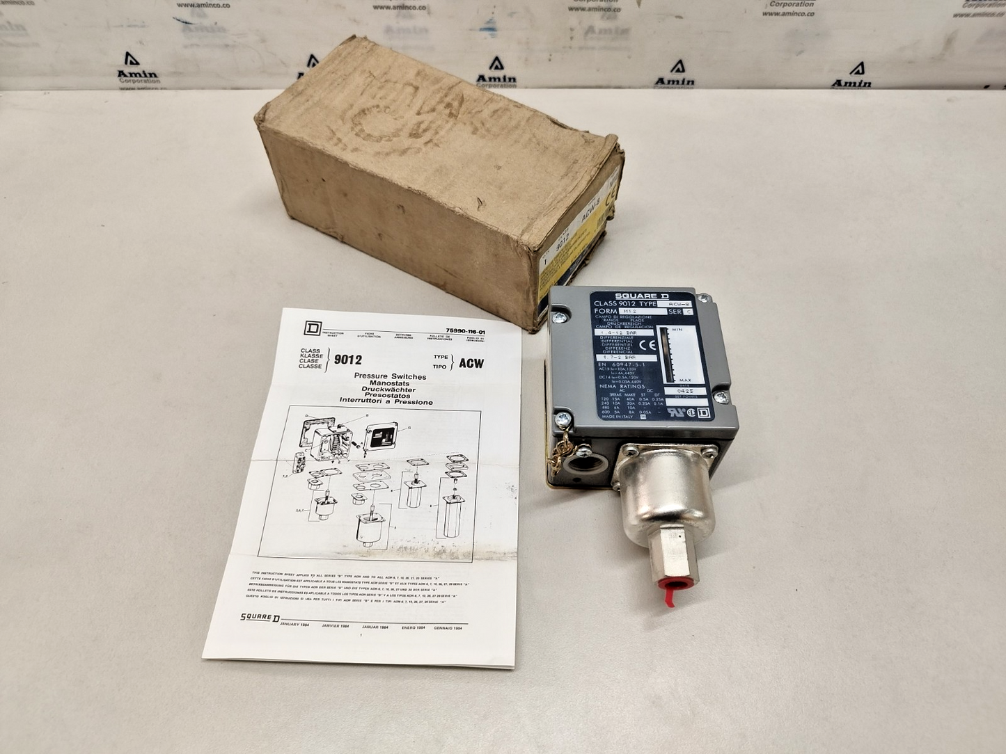 SQUARE D Class: 9012 ACW-8 Form: M12 Ser.: C Pressure Switch - NEW