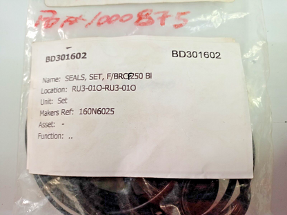 Damcos BRCF 250 B1 P/N: 160N6025 Seal kit - NEW