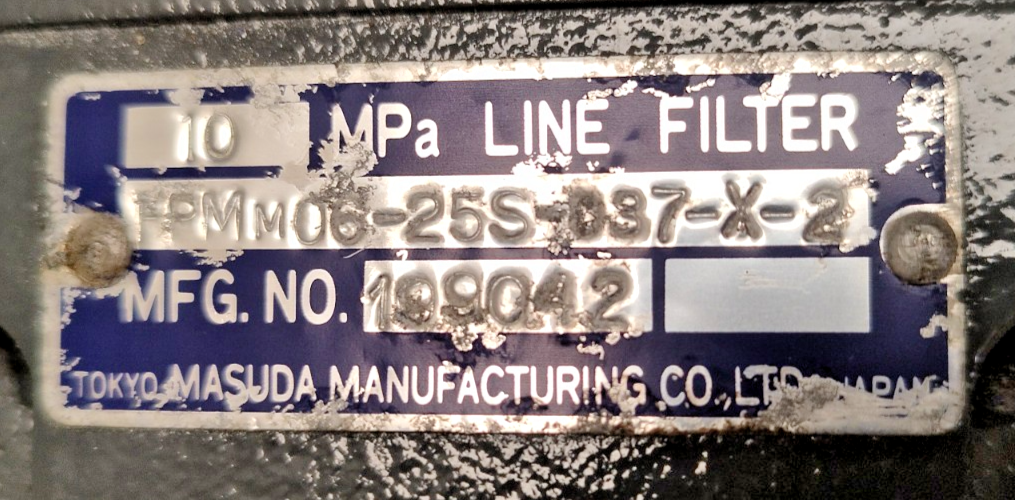 Tokyo Masuda FPM M06-25S-037-X-2 Line Filter 10Mpa - NEW