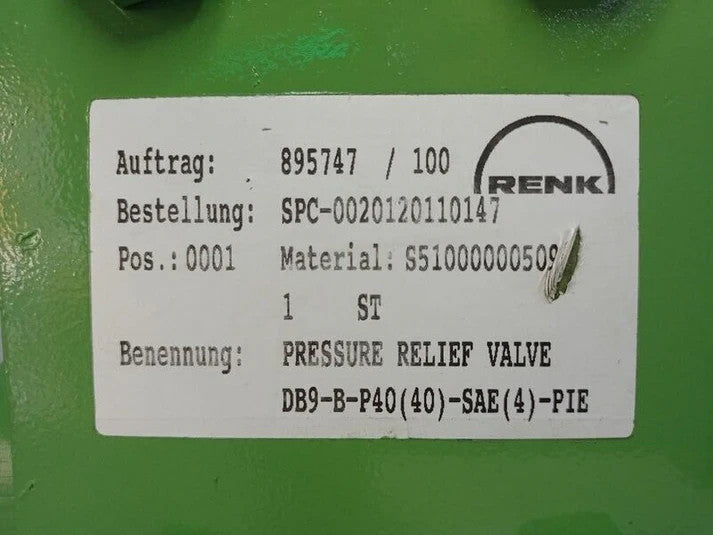 Rickmeier DB9 FL-F-100-P-2-S0 Pressure Relief valve - NEW